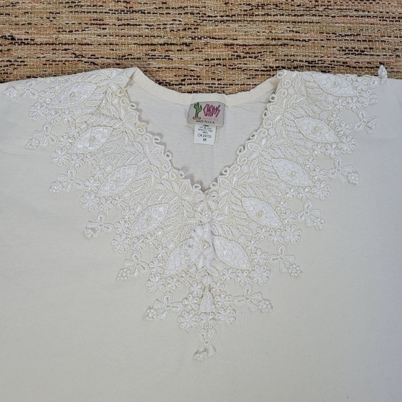 VINTAGE Lace and Shoulder Pad Shirt - Picture 1 of 9